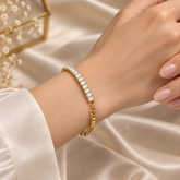 Baguette Crystal Tennis Bracelet Gold