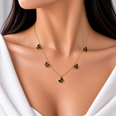 Papillon Noir Black Enamel Butterfly Charm Necklace