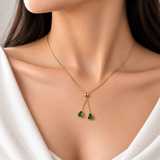 Émeraude Coeur Lariat Necklace