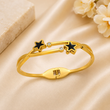 Celestial Dual Star Anti Tarnish Bracelet for Women | 18K Gold Plated Stainless Steel | Waterproof & Hypoallergenic