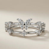 Crystal Butterfly Double Band Ring - top view showing butterfly centrepiece