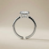 Princess Cut Pavé Solitaire Ring - side profile showing open back band