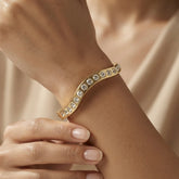 Wave Crystal Bangle - worn on fair skin model wrist