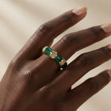 Vert Bamboo Enamel Ring - worn on dark skin model hand