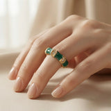 Vert Bamboo Enamel Ring - worn on fair skin model hand