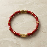 Rouge Bamboo Enamel Bangle - top-down flat lay on marble