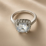Round Cut Diamond Halo Engagement Ring – Silver