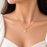 Fleur Gravée Oval Medallion Necklace