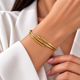 Svora Gold-Tone Double Band Nail Cuff Bracelet