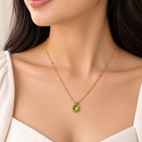 Pistache Cabochon Pendant Necklace