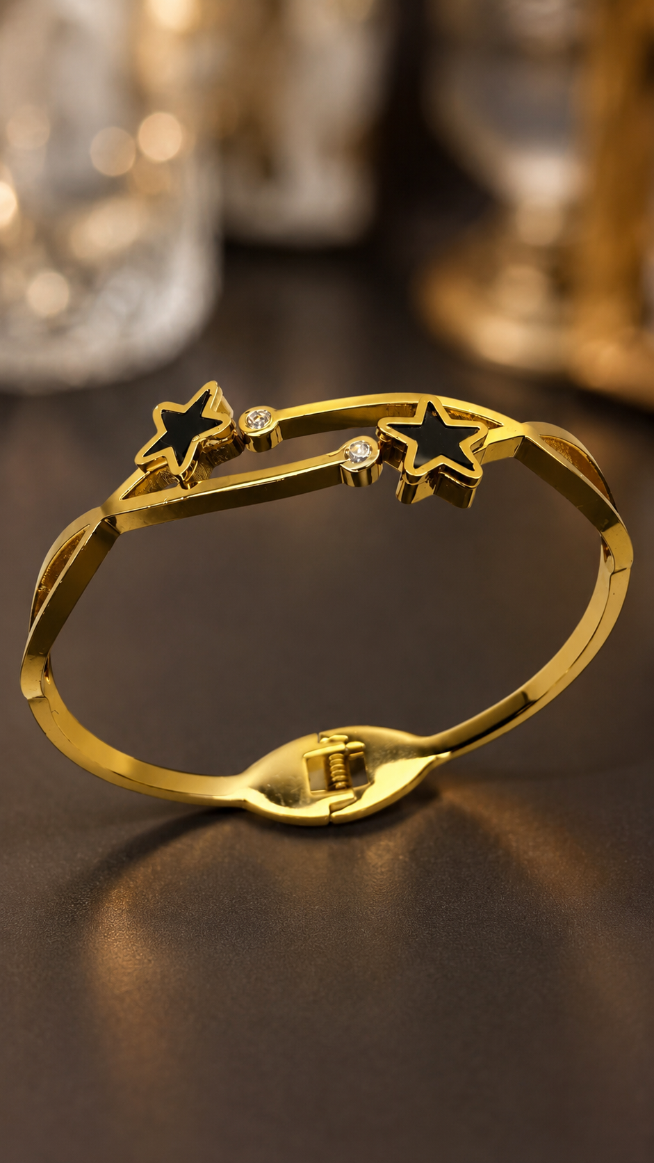 18K Gold Plated Dual Star Anti Tarnish Bracelet for Women | Waterproof | Stainless Steel | Premium Adjustable Bangle