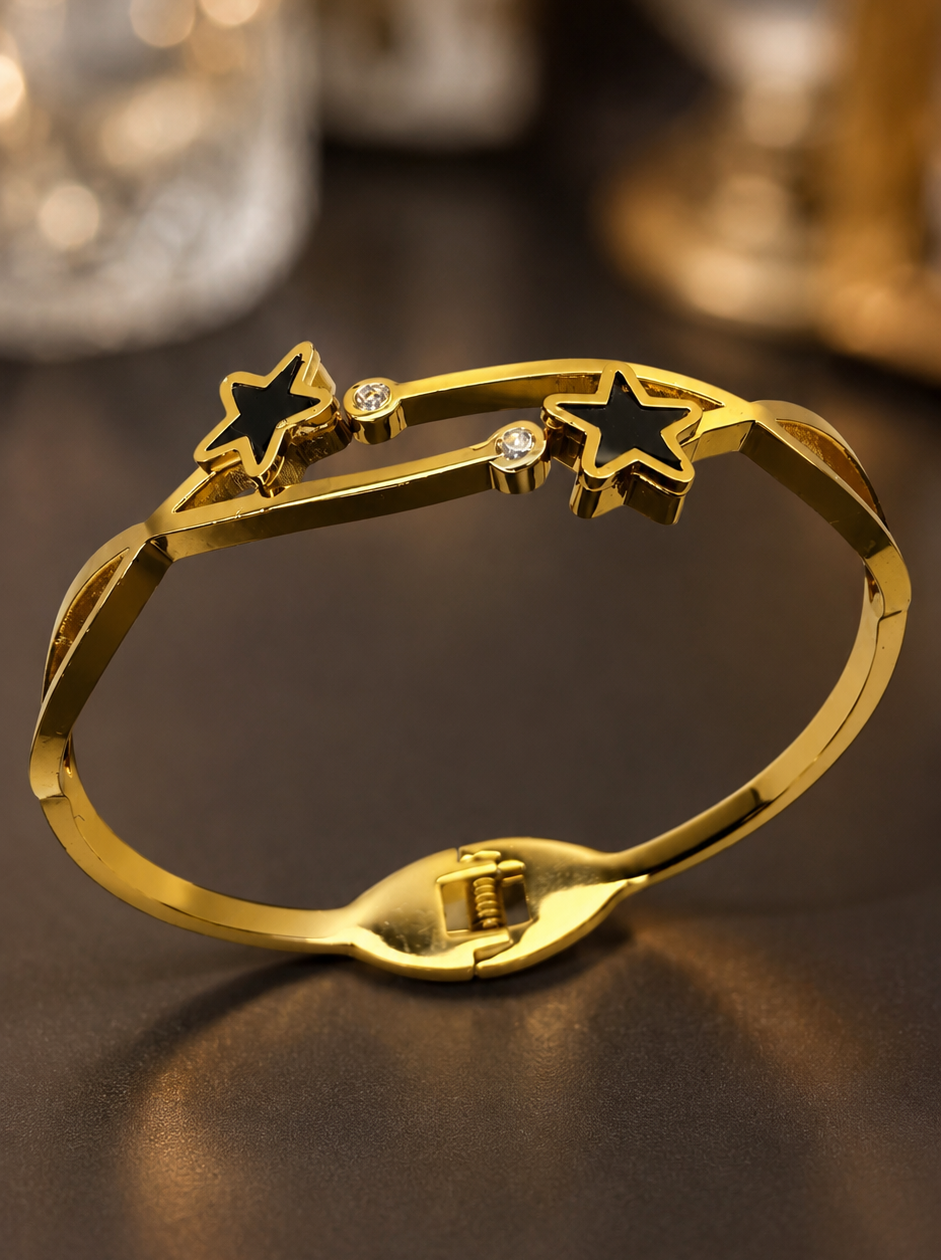 Celestial Dual Star Anti Tarnish Bracelet for Women | 18K Gold Plated Stainless Steel | Waterproof & Hypoallergenic