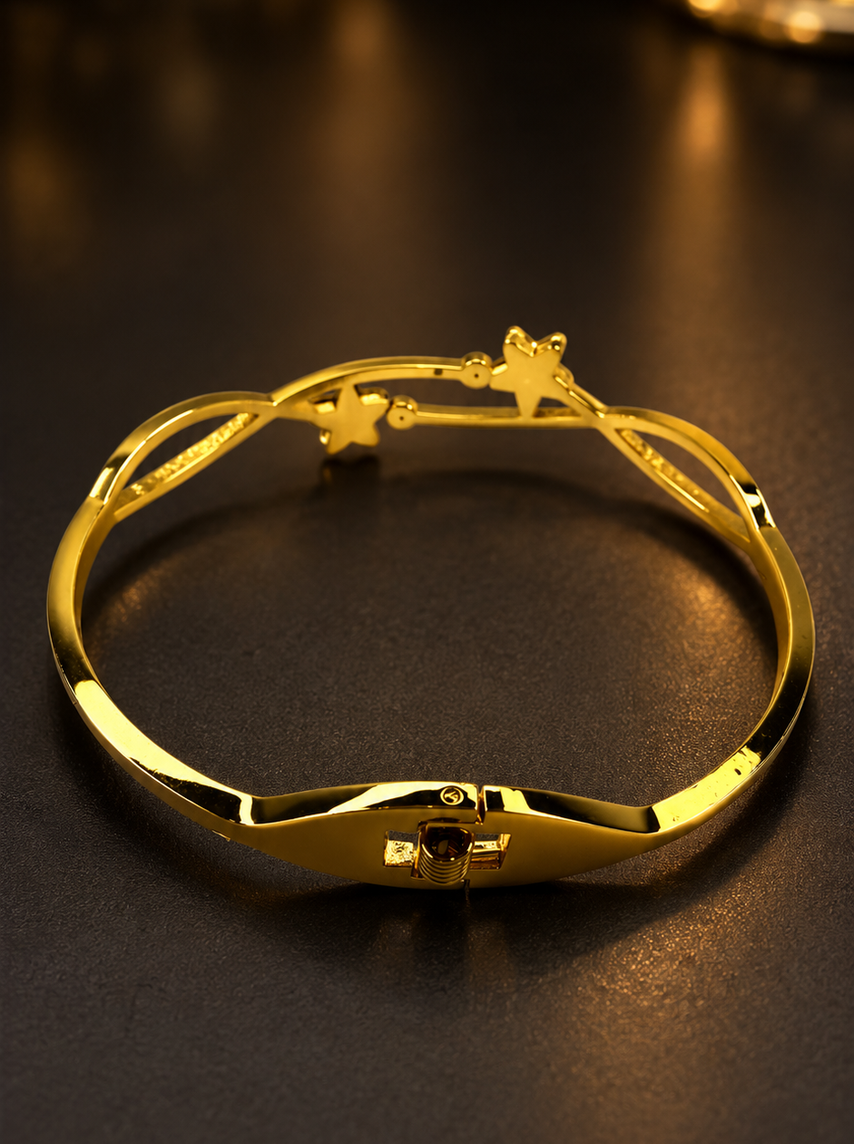 Celestial Dual Star Anti Tarnish Bracelet for Women | 18K Gold Plated Stainless Steel | Waterproof & Hypoallergenic