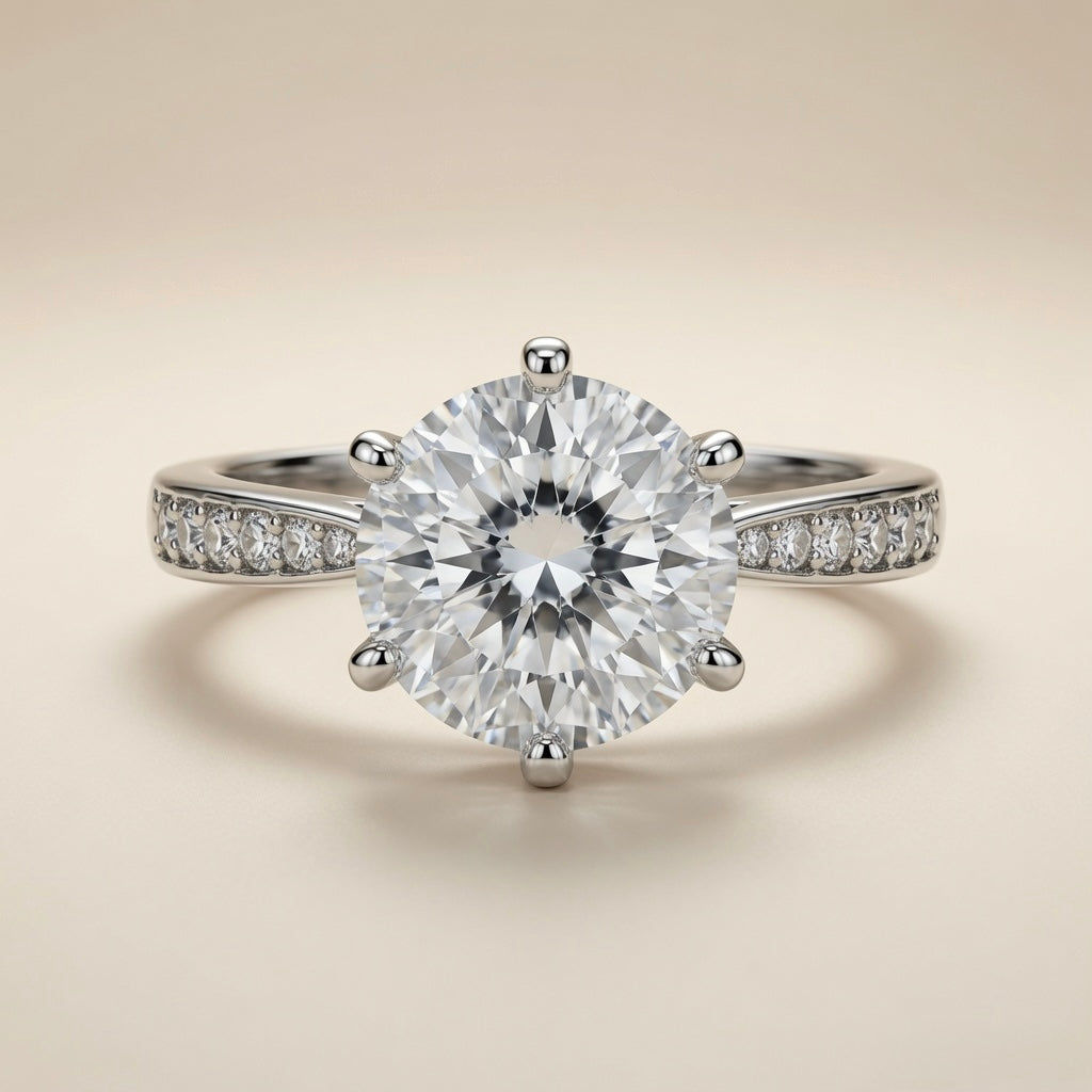 Eternal Solitaire Ring - top view showing full pavé band