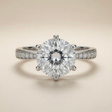 Eternal Solitaire Ring - top view showing full pavé band
