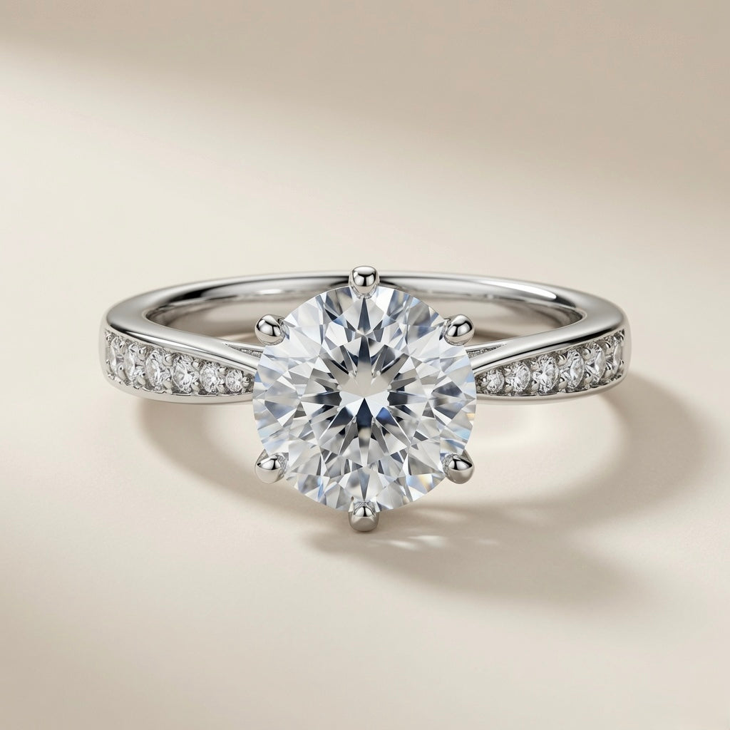 Eternal Solitaire Ring - angled view showing brilliance