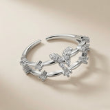 Crystal Butterfly Double Band Ring - angled view showing open back