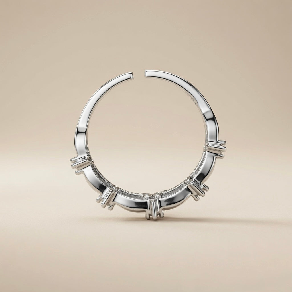 Crystal Butterfly Double Band Ring - inner band view showing adjustable open back