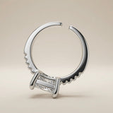 Princess Cut Pavé Solitaire Ring - open back view showing adjustable band