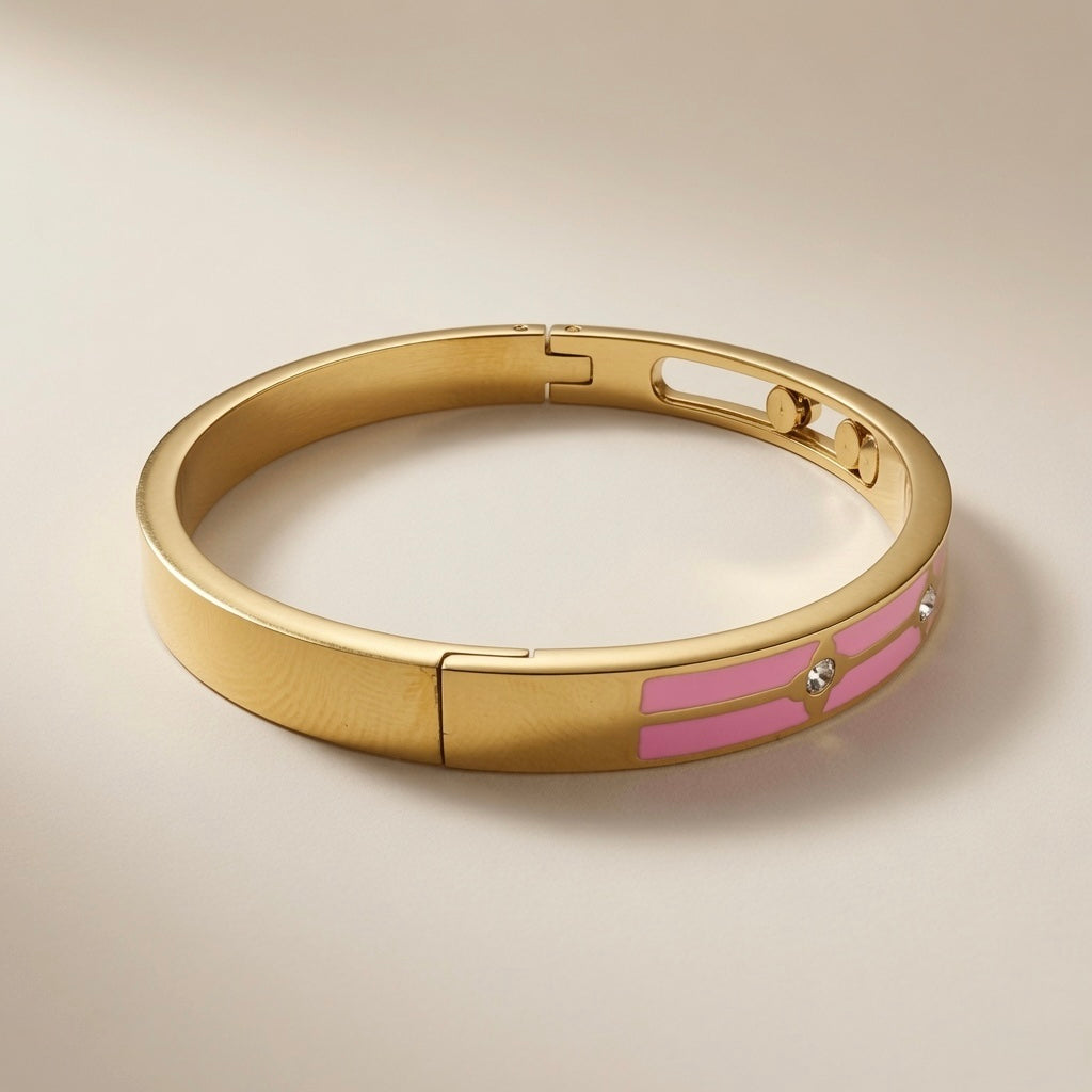 Blush Stripe Crystal Bangle