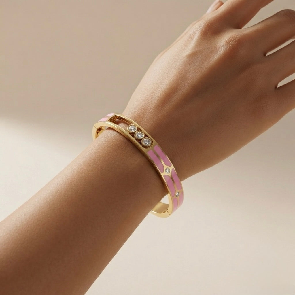 Blush Stripe Crystal Bangle