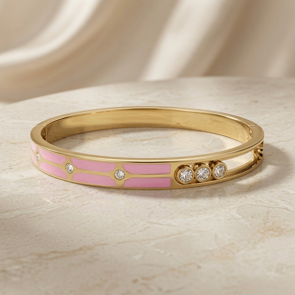 Blush Stripe Crystal Bangle