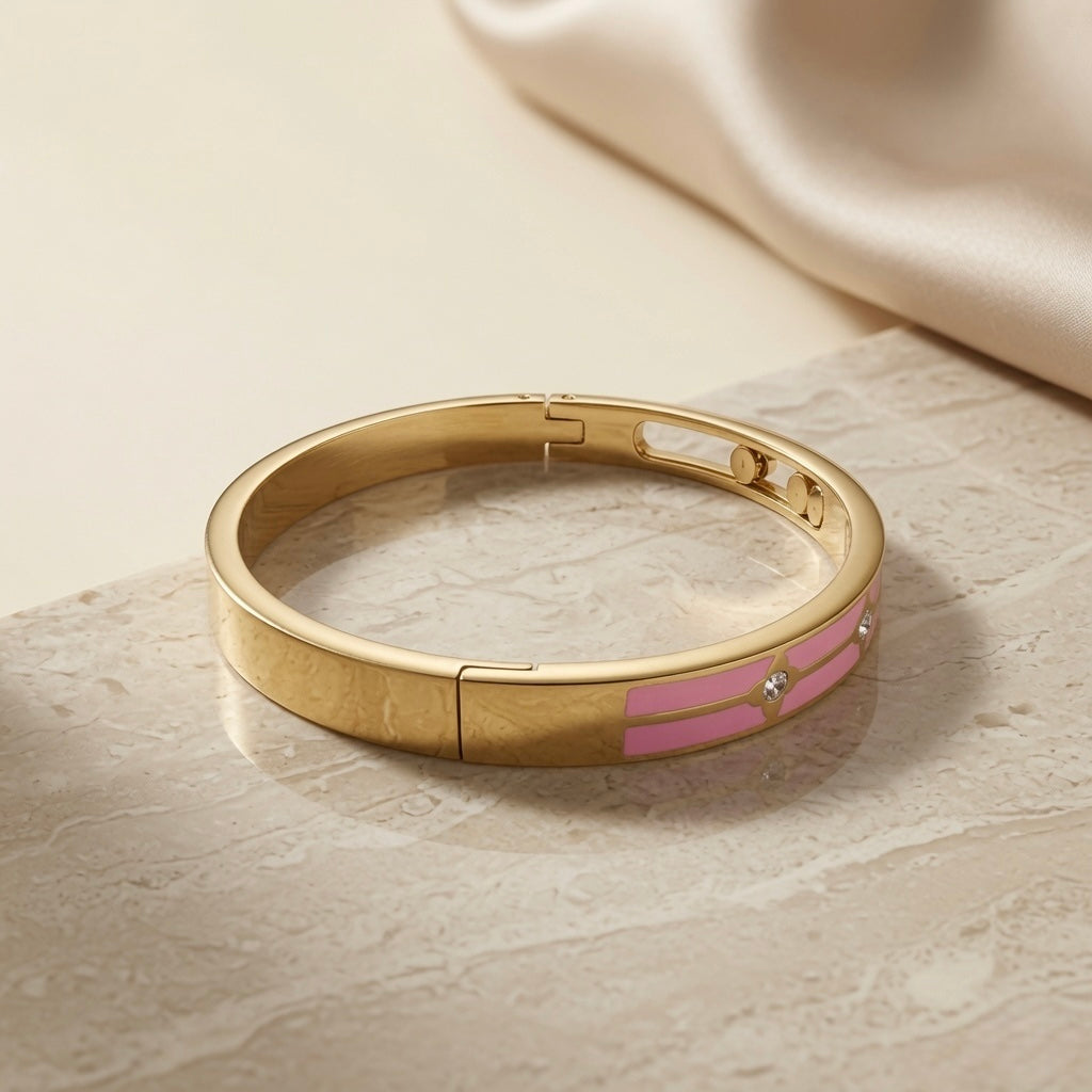 Blush Stripe Crystal Bangle