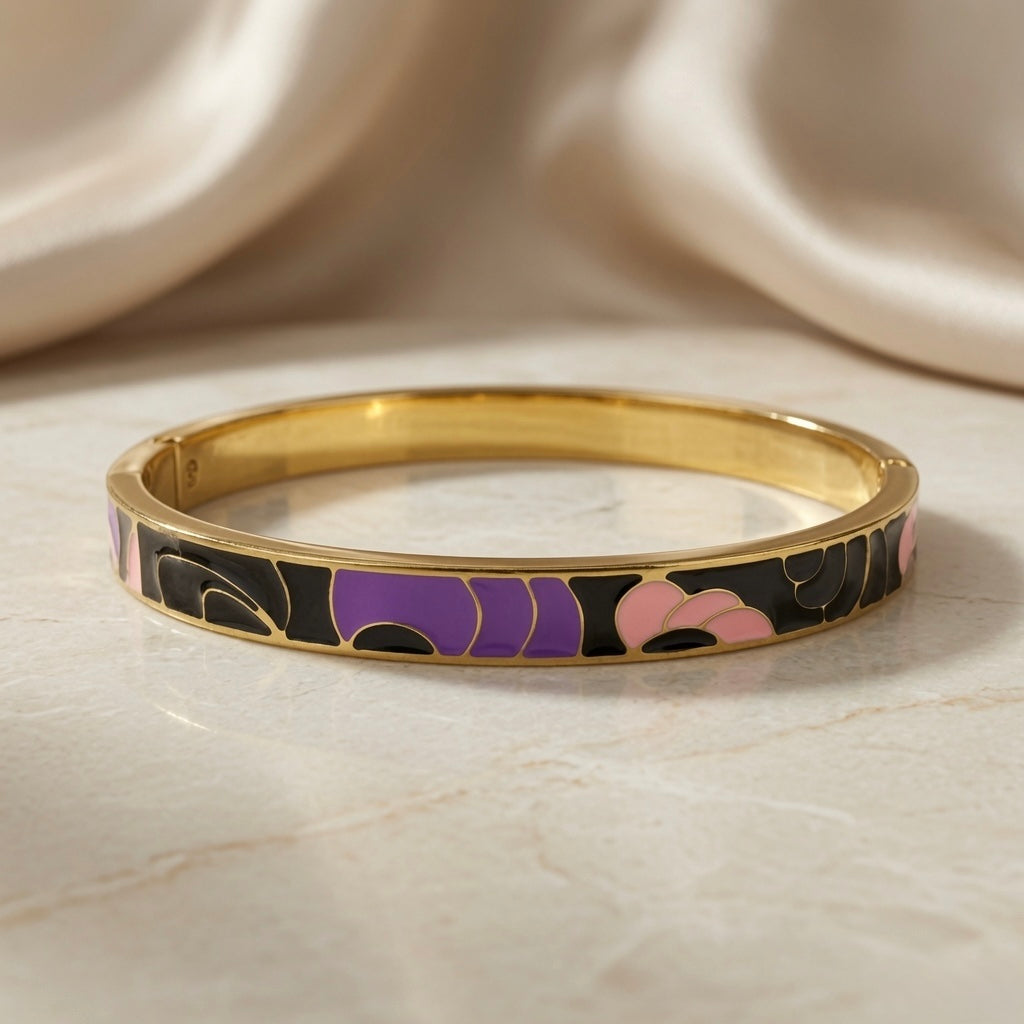 Abstract Bloom Enamel Bangle