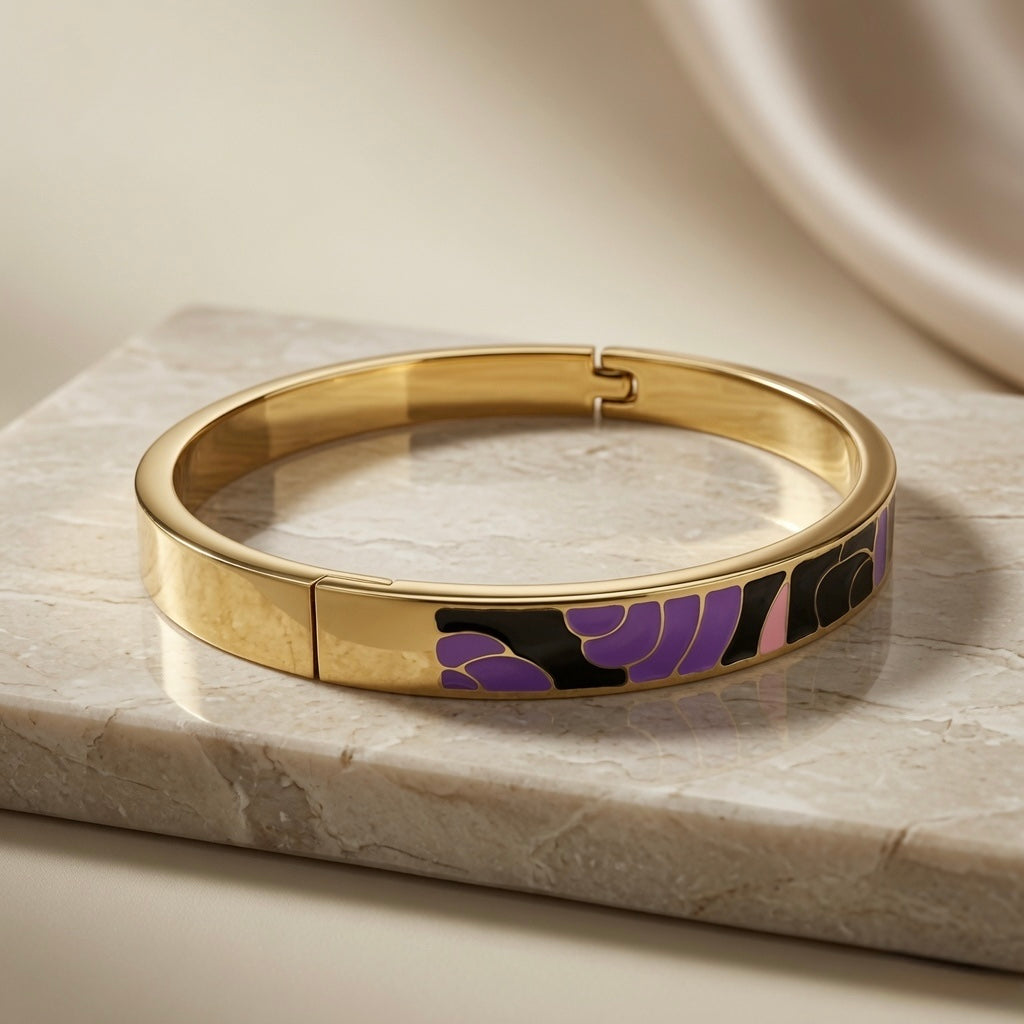 Abstract Bloom Enamel Bangle