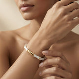 Blanc Bamboo Enamel Bangle - worn on model wrist editorial shot