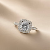 Round Cut Diamond Halo Engagement Ring – Silver