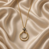 18K Gold-Plated Celestial Star & Crystal Orbit Pendant Necklace